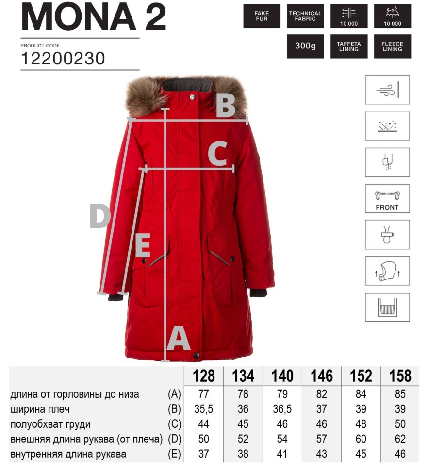 Парка зимняя Huppa MONA 2 12200230-70004 (красная)