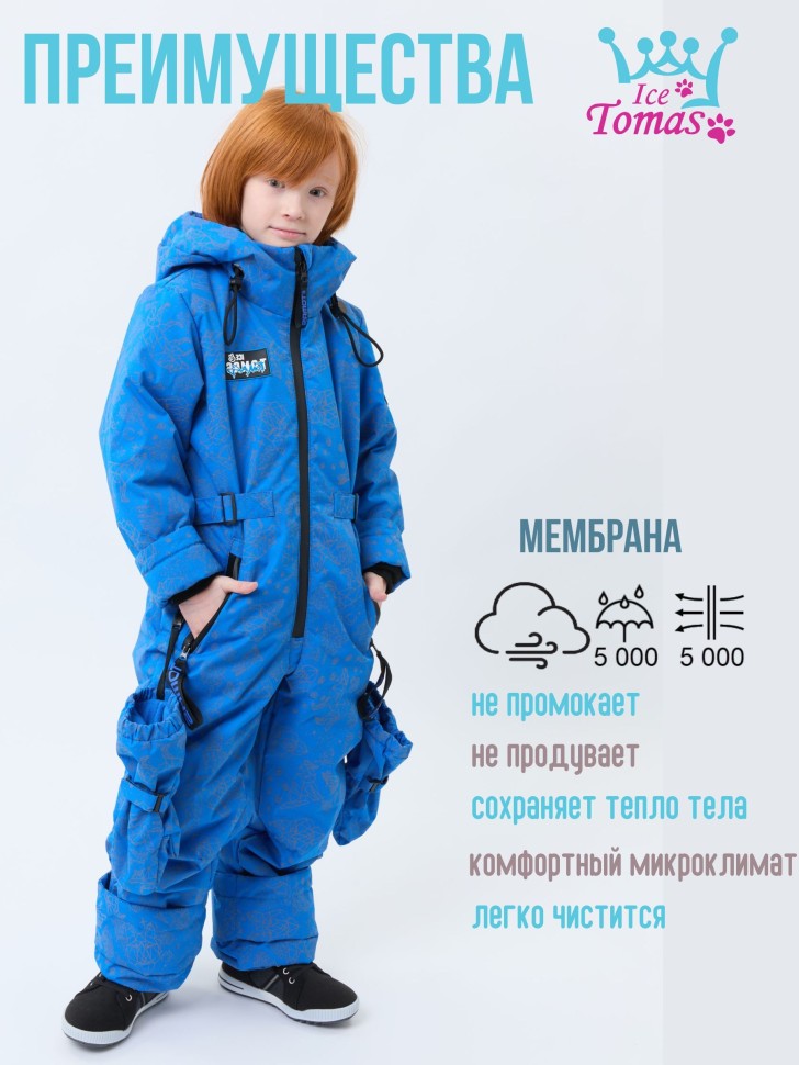 Комбинезон демисезонный IceTomas Молния S25-86 (Волки, СанТропе) для мальчика
