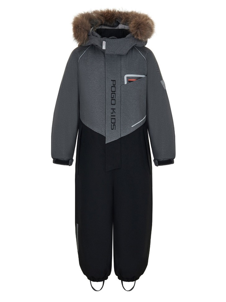 Комбинезон зимний PogoKids  W25_PG-88231-2 (серый-черный)