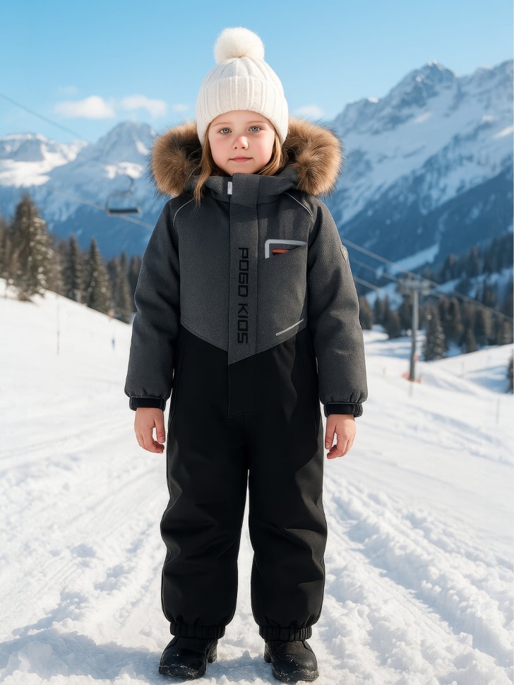 Комбинезон зимний PogoKids  W25_PG-88231-2 (серый-черный)