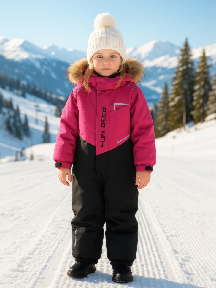 Комбинезон зимний PogoKids  W25_PG-88231-4 (фуксия-черный)