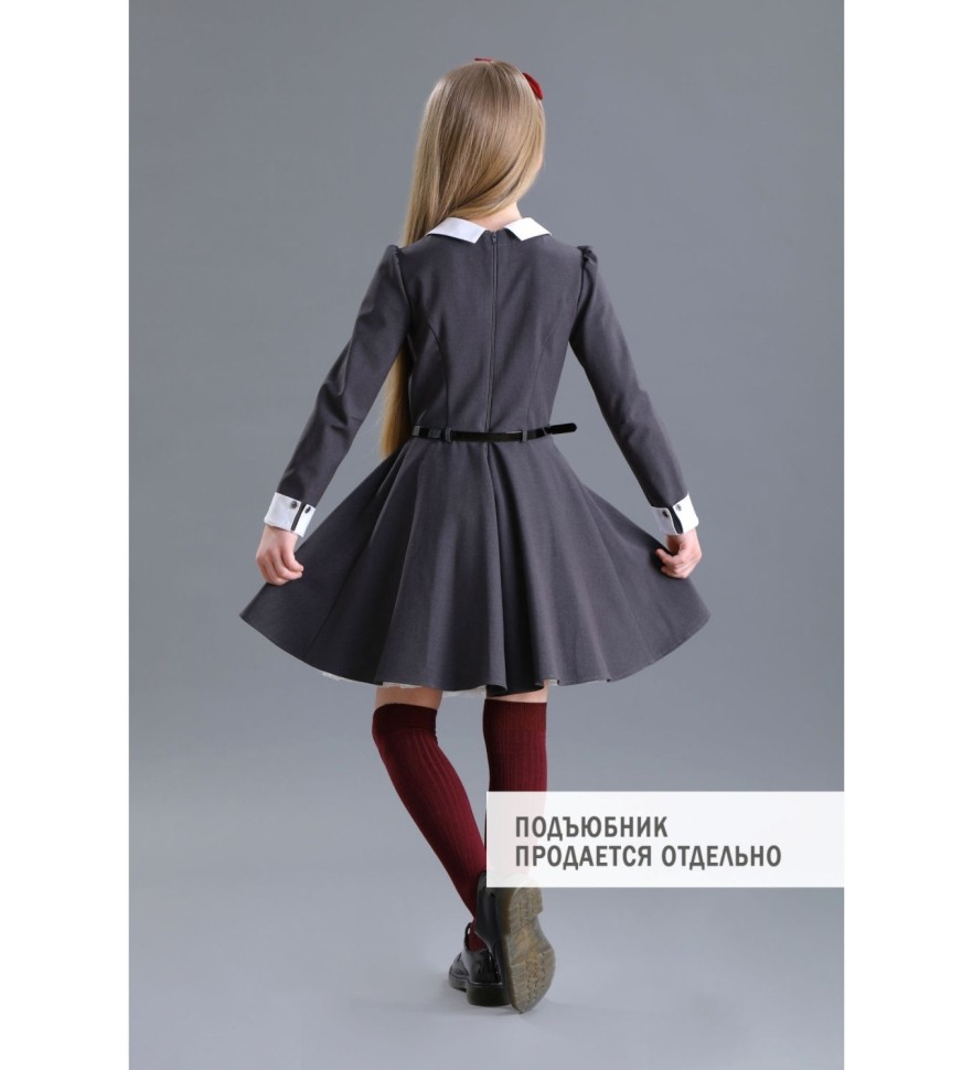 Платье школьное Маленькая Леди 2288-522-ВВОК (серое)