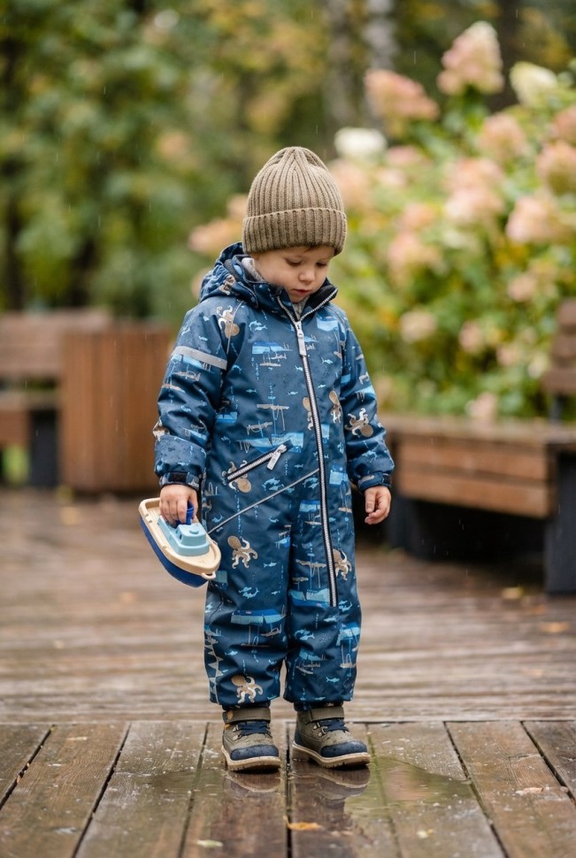Комбинезон демисезонный PogoKids PG88269-3 (синий, осьминожки)