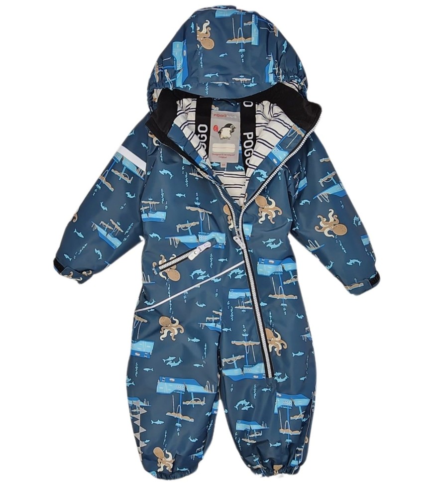 Комбинезон демисезонный PogoKids PG88269-3 (синий, осьминожки)