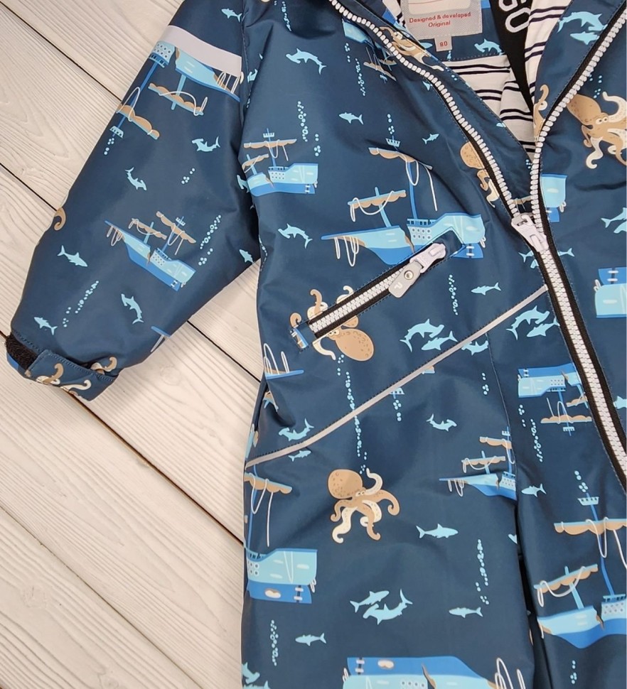 Комбинезон демисезонный PogoKids PG88269-3 (синий, осьминожки)