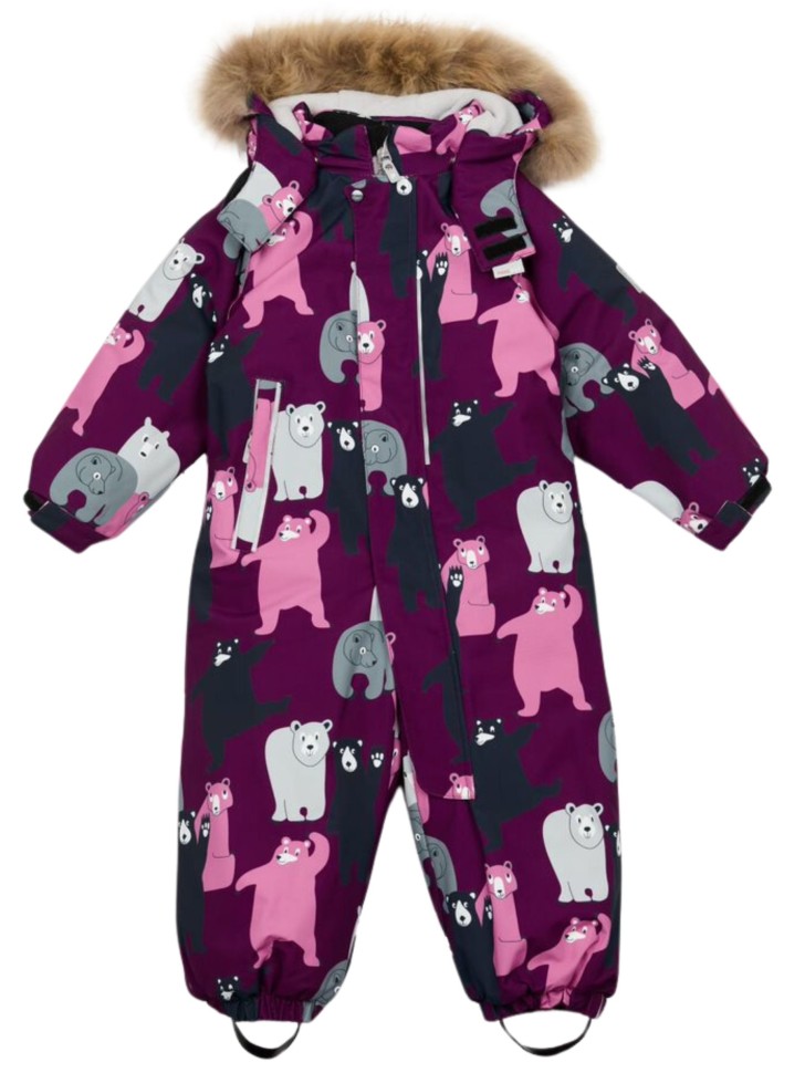 Комбинезон зимний PogoKids PG88282-7 Мишки (бургунди)