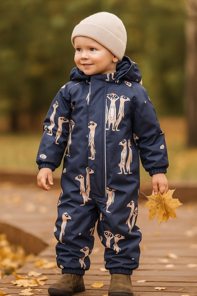 Комбинезон демисезонный PogoKids PG88301-3 (синий, сурикаты)