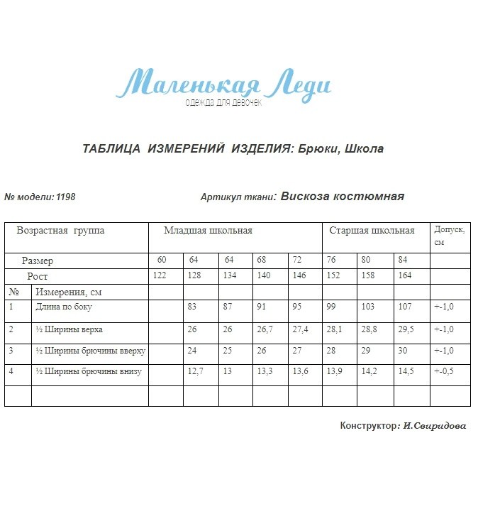 Брюки школьные синие Маленькая Леди 1198-522-ВВОК