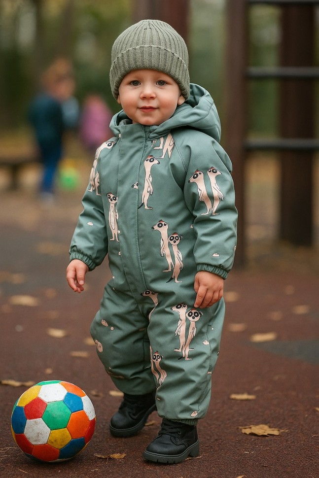 Комбинезон демисезонный PogoKids PG88301-4 (хаки, сурикаты)