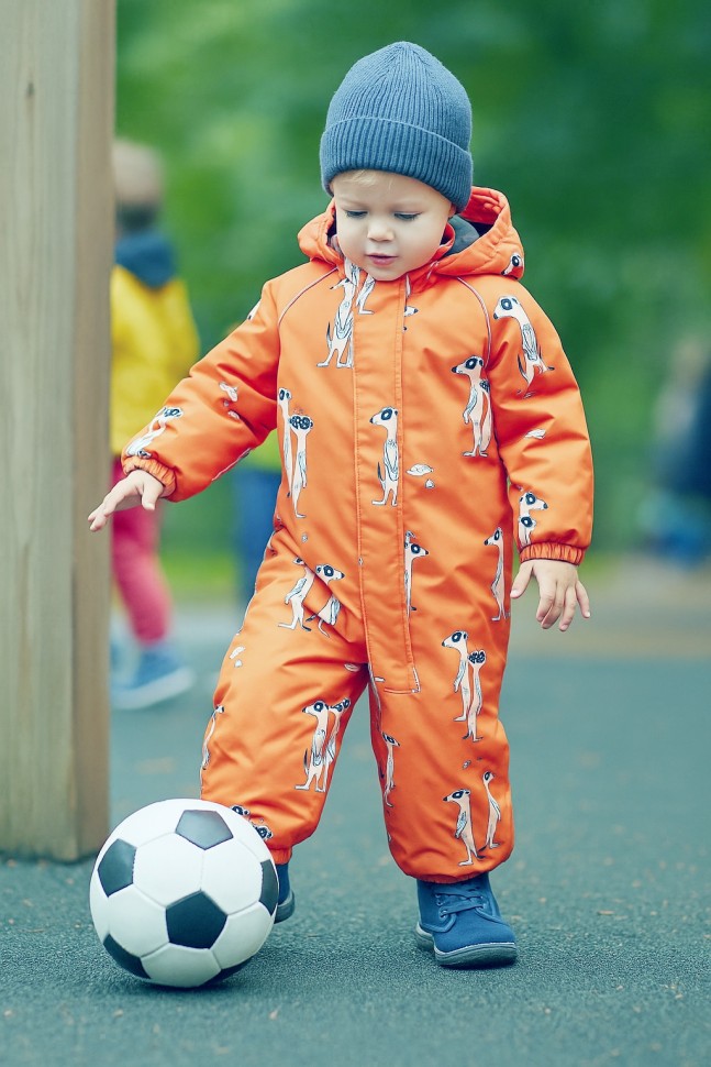 Комбинезон демисезонный PogoKids PG88301-7 (оранжевый, сурикаты)