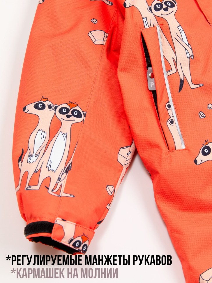 Комбинезон демисезонный PogoKids PG88301-7 (оранжевый, сурикаты)