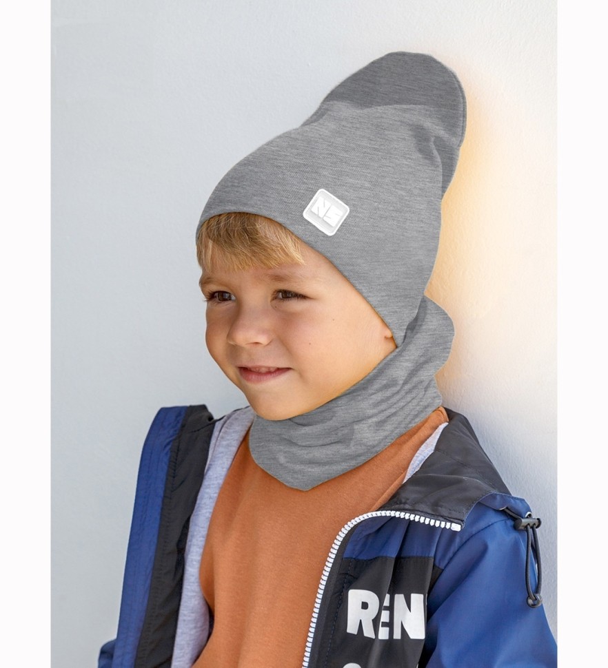 Демисезонный комплект NikaStyle из шапки и снуда 12л6121 (серый меланж)