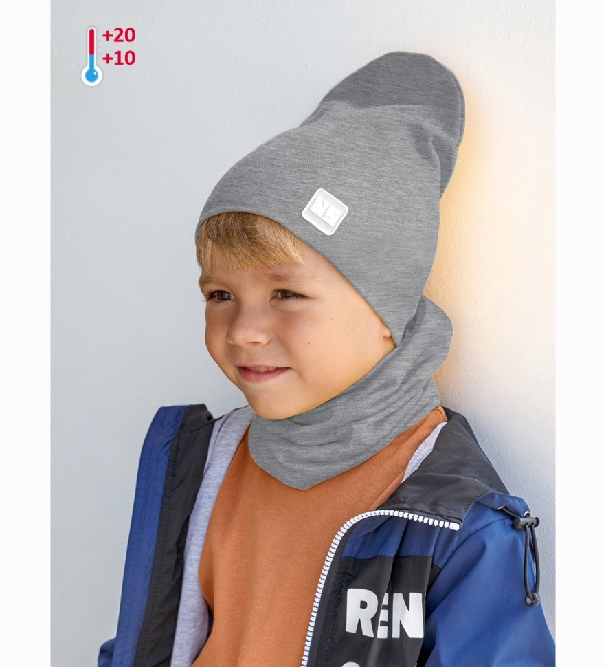 Демисезонный комплект NikaStyle из шапки и снуда 12л6121 (серый меланж)
