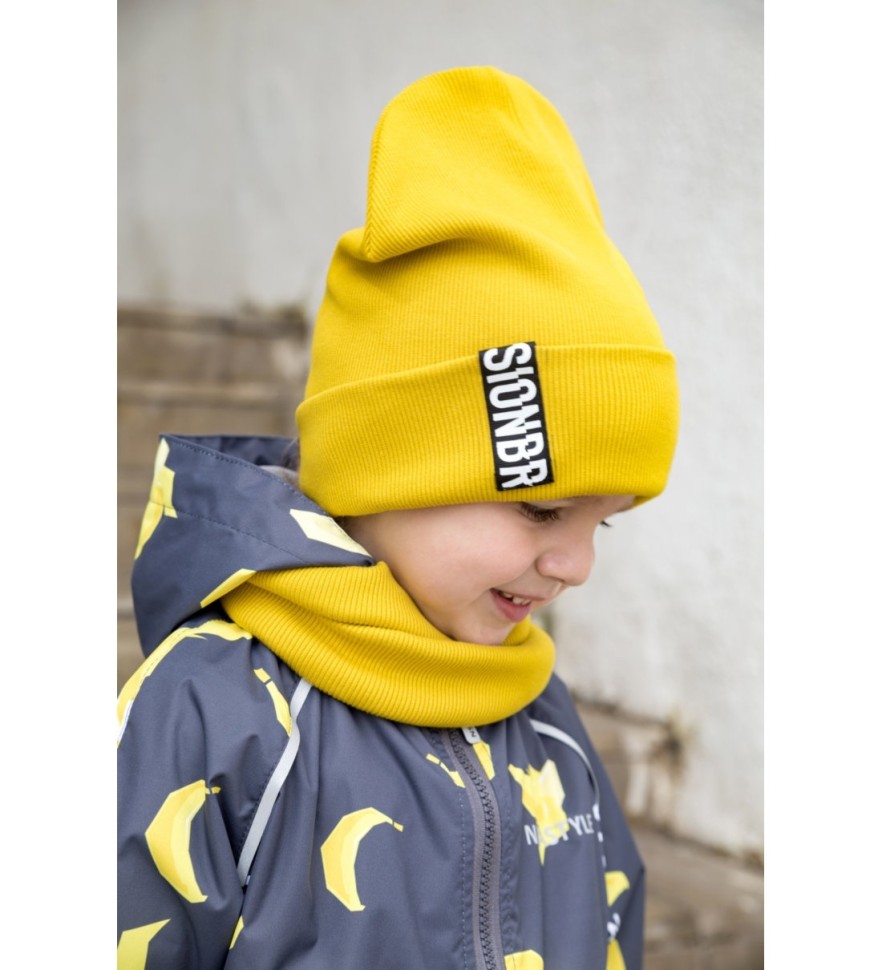 Демисезонный комплект NikaStyle из шапки и снуда 12л6321 (горчичный)