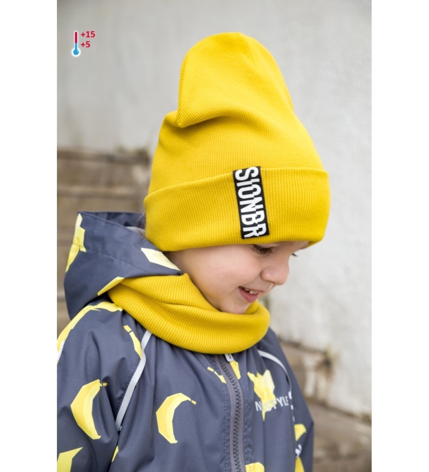 Демисезонный комплект NikaStyle из шапки и снуда 12л6321 (горчичный)
