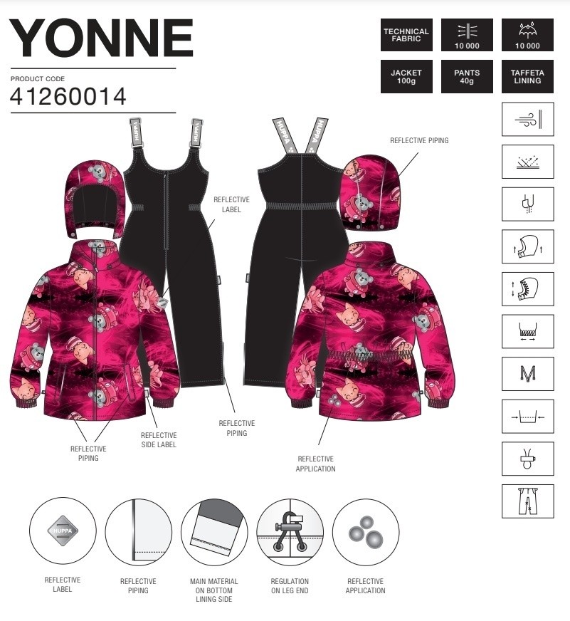 Комплект демисезонный HUPPA YONNE 41260014-33034 (бургунди, принт)