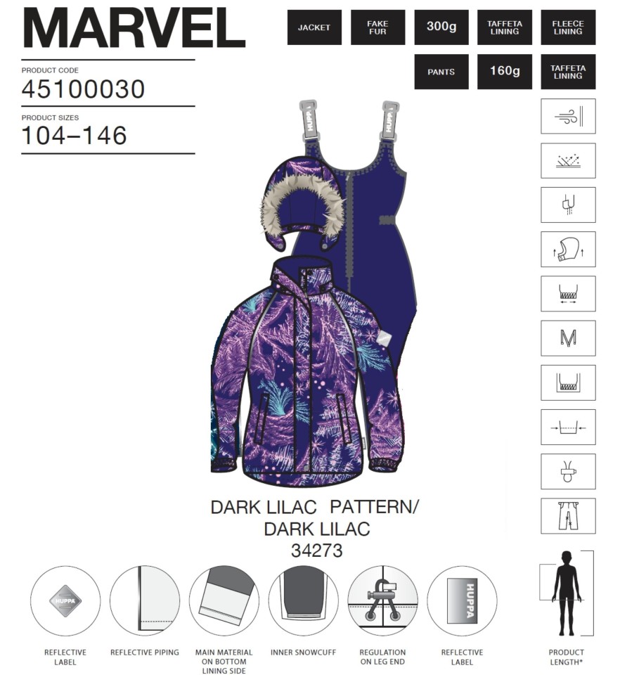 Комплект зимний Huppa MARVEL 45100030-34273 фиолетовый принт