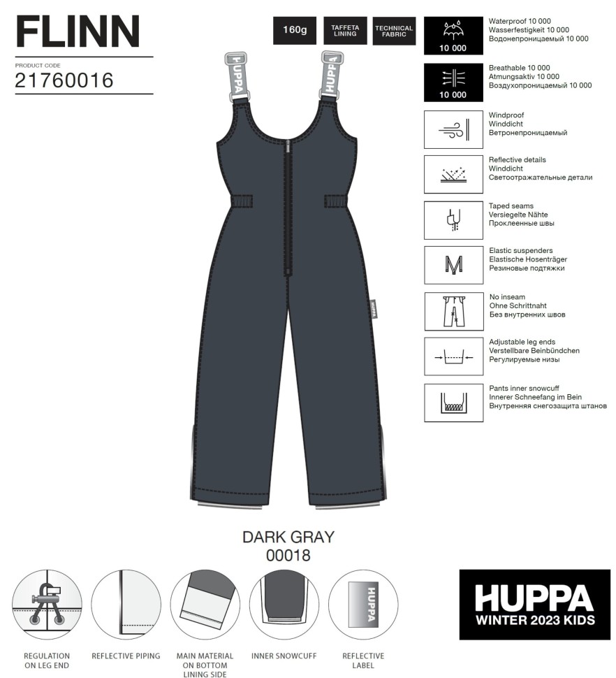 Полукомбинезон зимний Huppa FLINN 21760016-00018 (темно-серый)