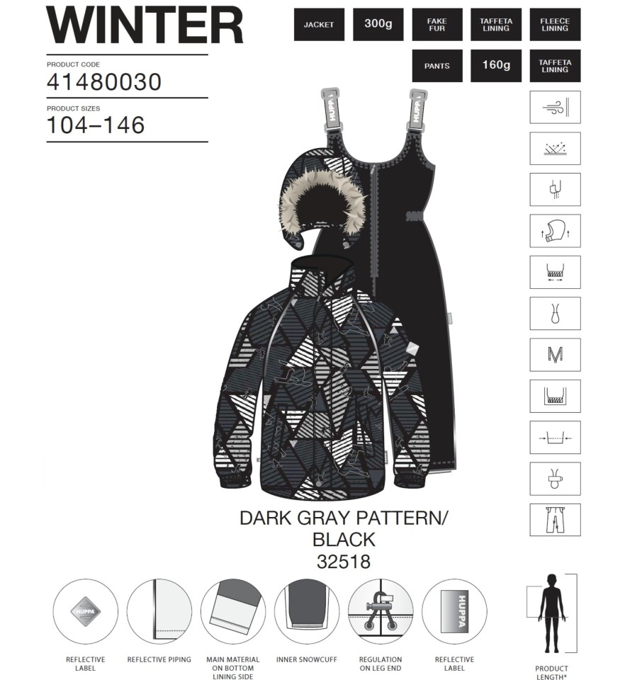 Комплект зимний Huppa WINTER 41480030-32518 (серый, черный)
