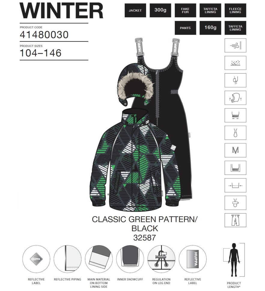 Комплект зимний Huppa WINTER 41480030-32587 (зеленый, черный)
